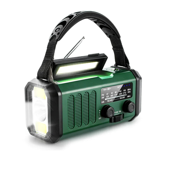 Solar noodradio van 10.000 mAh met zwengel, groen