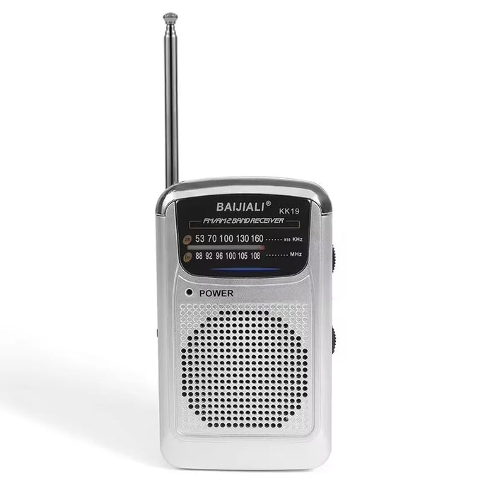 Draagbare multiband-pocket-miniradio, zilverkleurig