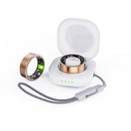Gold smart fitness ring with charging case
