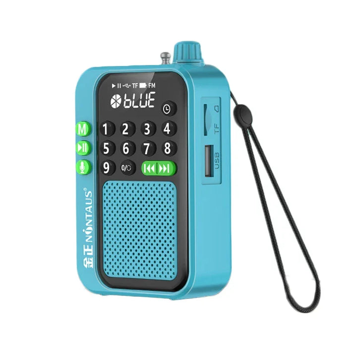 Draagbare oplaadbare FM-miniradio, blauw