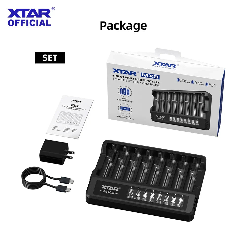 Slimme XTAR MX8-acculader