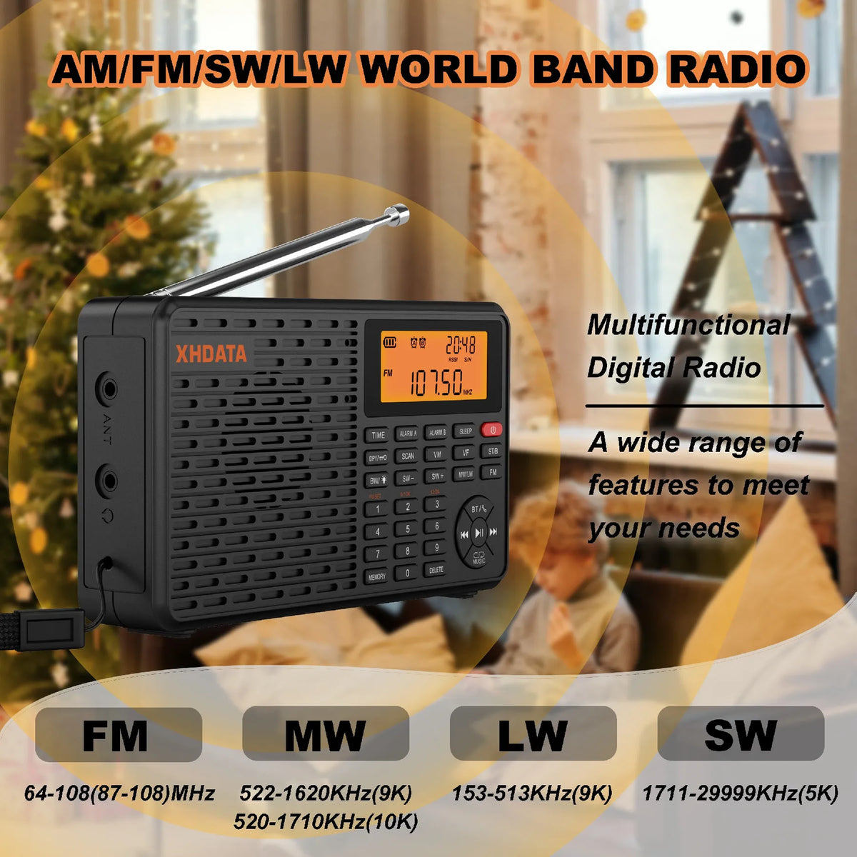 Black portable digital stereo radio