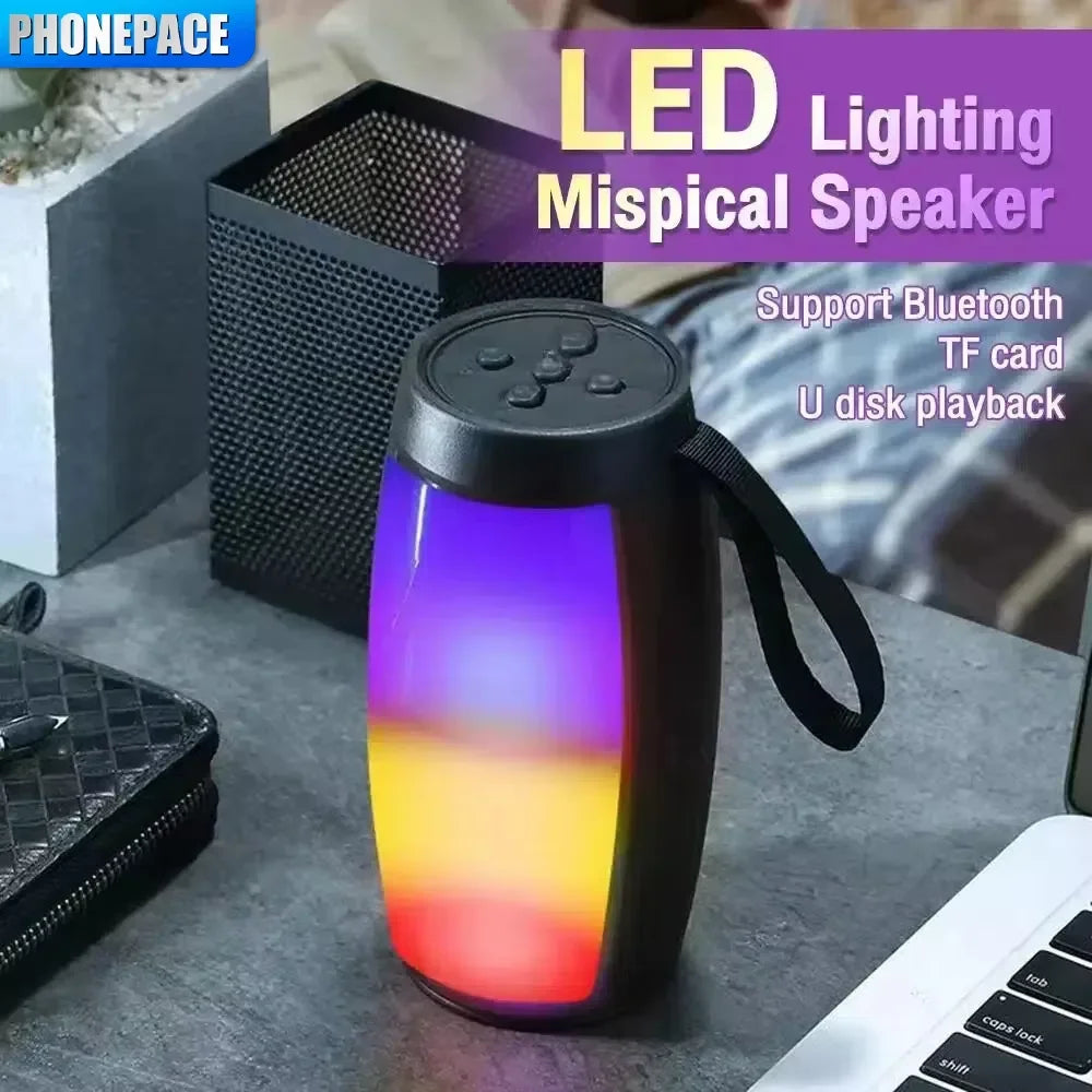 Black speaker with LED lighting and powerful bass