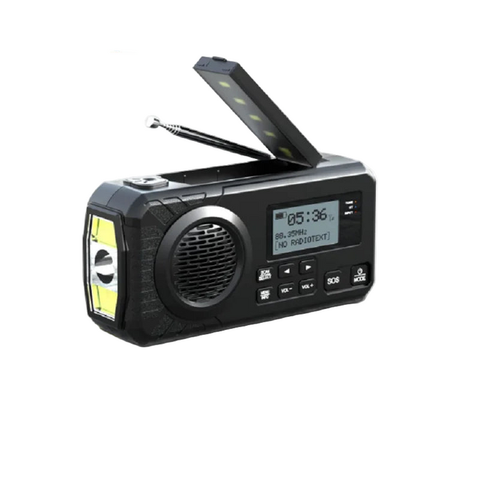 Zonne-DAB+-noodradio met zwengel, zwart