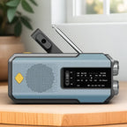 Radio d’urgence solaire avec lampe torche LED, bleue