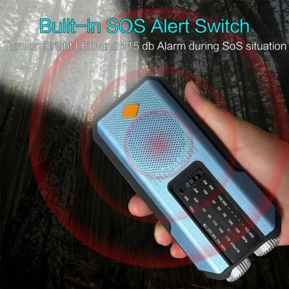 Radio d’urgence solaire avec lampe torche LED, bleue