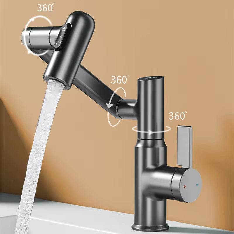 Smart rotating LED basin tap