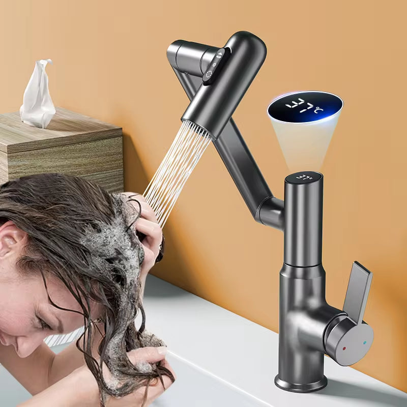 Smart rotating LED basin tap