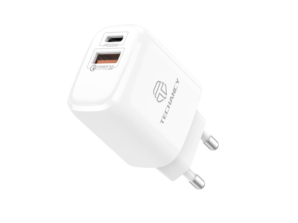 Witte Techancy TA2801 oplader van 20 W met PD-snel opladen en QC 3.0
