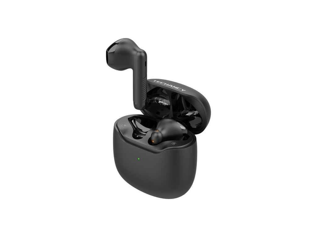 Black Techancy KP2709 TWS Bluetooth 5.3 earbuds, 10 m, 5 h music, 320 mAh case