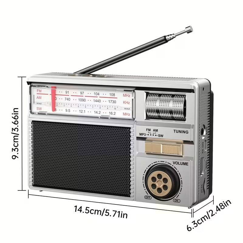 Multifunctionele draagbare radio FM/AM/Bluetooth/zonnepaneel
