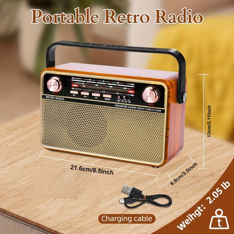 Draagbare AM/FM/SW-radio met USB, TF en AUX