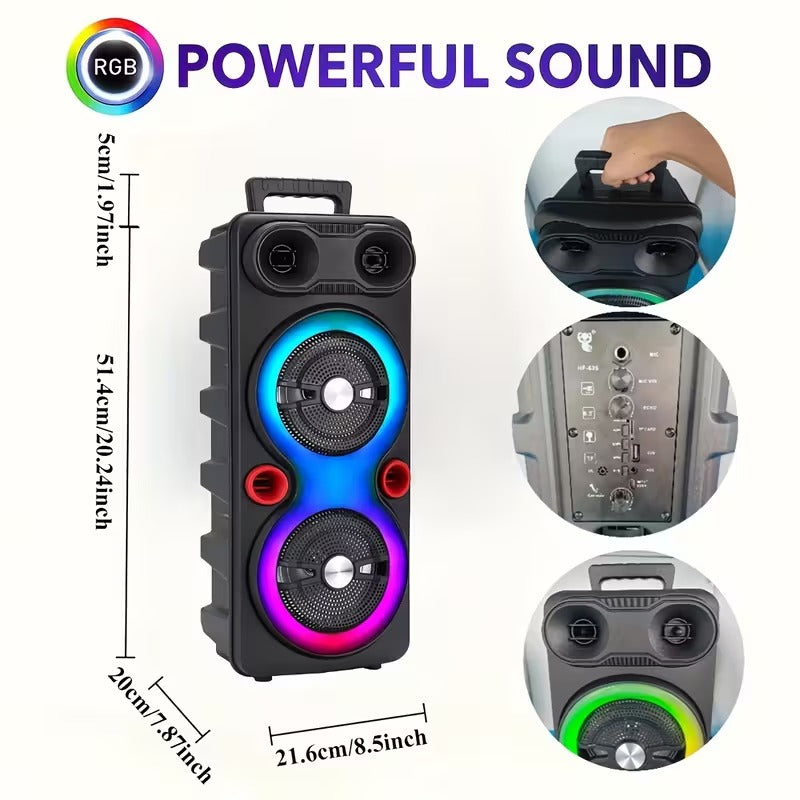 Wireless party speaker with RGB lighting and bass