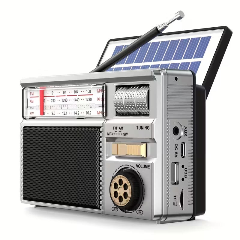 Multifunctionele draagbare radio FM/AM/Bluetooth/zonnepaneel