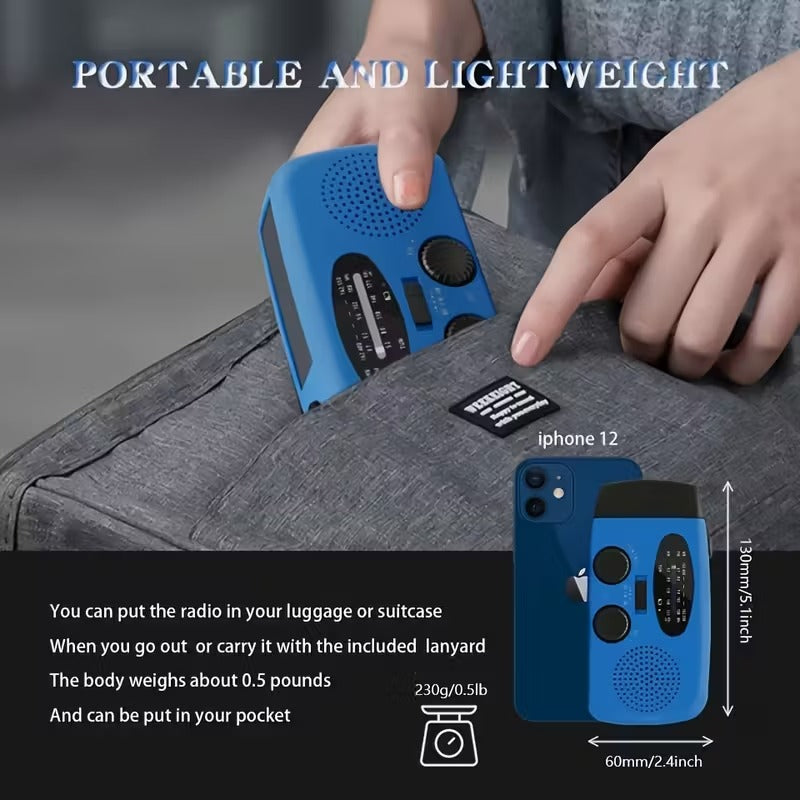 Radio d'urgence avec lampe torche et batterie externe