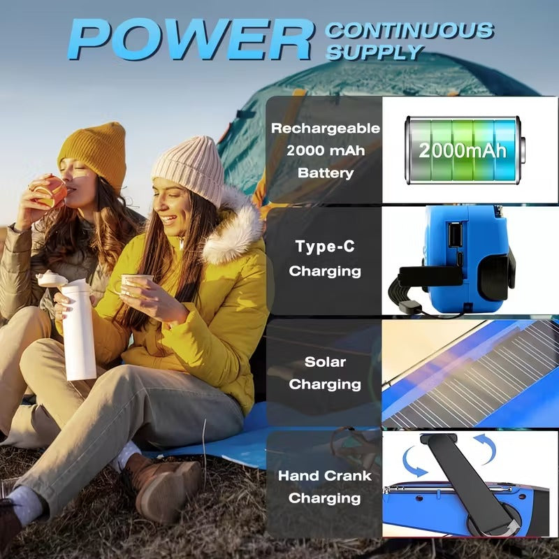 Radio d'urgence avec lampe torche et batterie externe